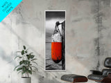 Orange Buoy, Weathered Pier, Nautical Accent, Coastal Wall Framed Canvas Print, beach house bathroom art, rustic ocean decor