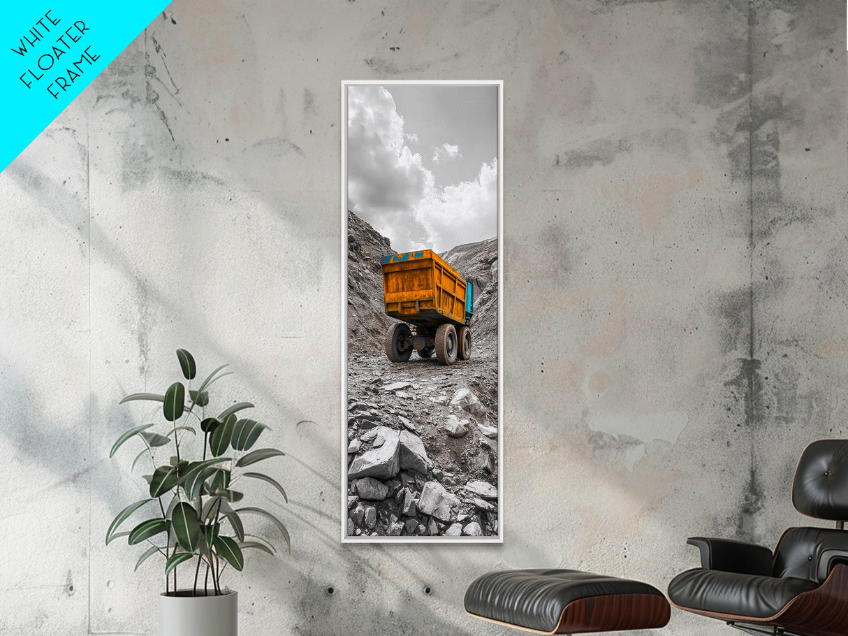 Mining Truck, Industrial Power, Bold Machinery, Construction Scene, Canvas Print, garage wall art, boys room decor, grunge wall art
