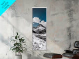 Mountain Peak, Snow Landscape, Nature Scene, Framed Canvas Print, Winter Wall Art, Rustic Cabin Decor, Minimalist Nature Print, Bedroom Wall Decor