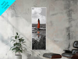 Solitary Woman, Polka Dot Dress, Reflected Mood, Framed Canvas Print, Surreal Fine Art, Bedroom Wall Art, Contemporary Minimalist Style