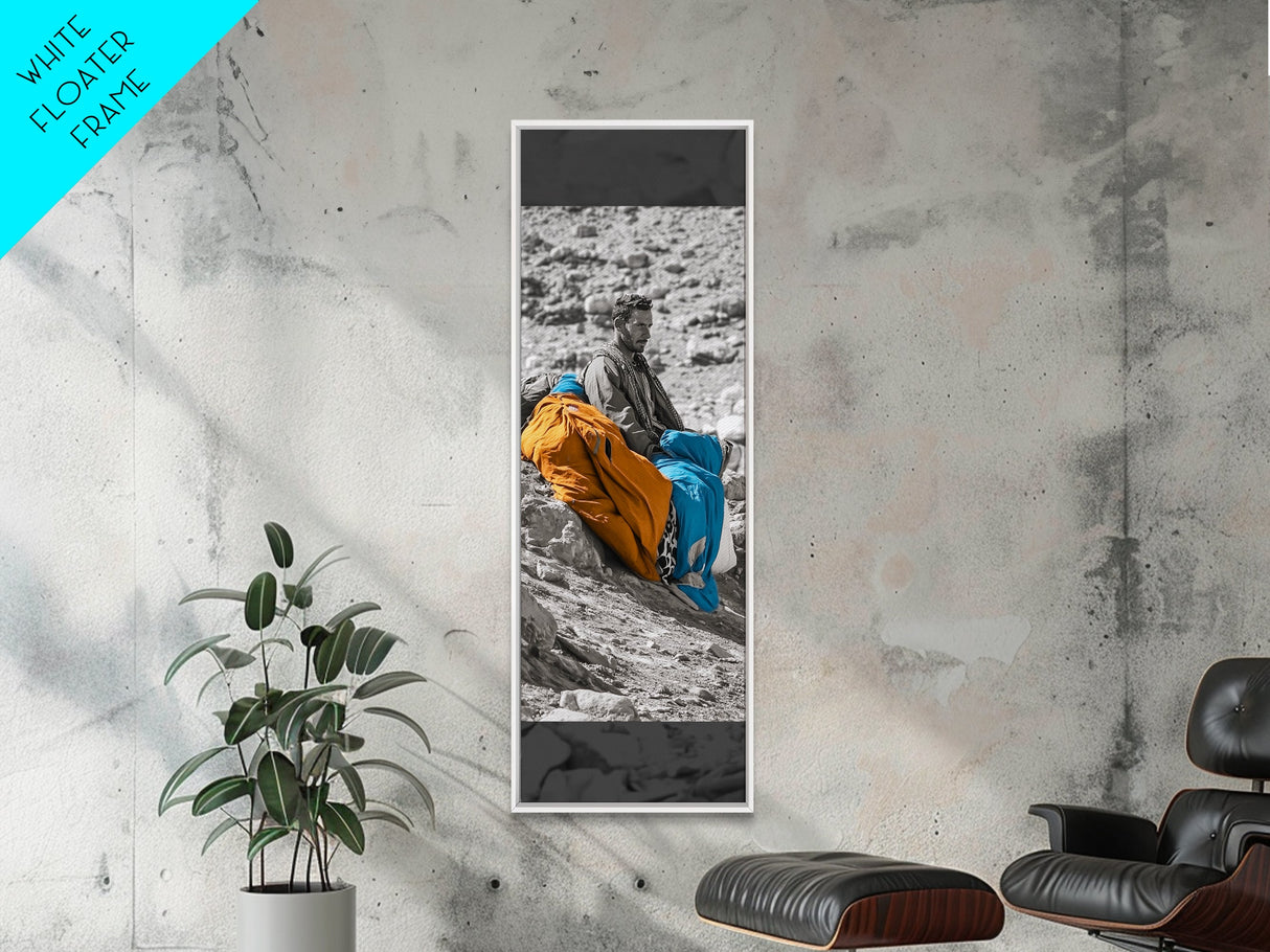 Nomadic Man, Desert Life, Color Blankets, Tribal Spirit, Framed Canvas Print, Ethnic Art, Boho Decor, Bedroom Wall Art, Cultural Piece