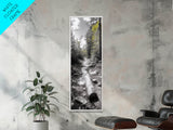 Forest Path, Autumn Leaves, Nature Trail, Framed Canvas Print, Black and White Wall Art, Cabin Decor, Rustic Hallway Accent