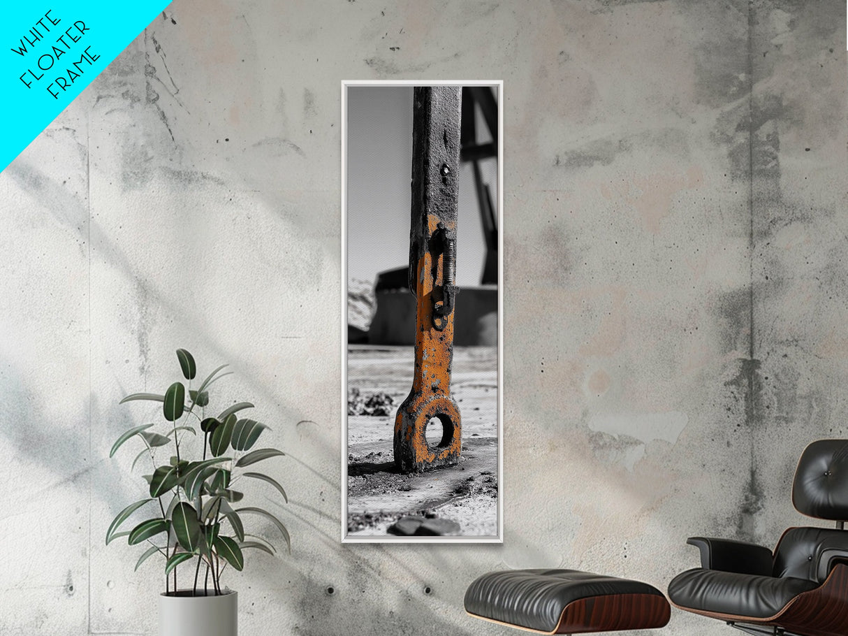 Industrial Detail, Rusty Metal, Minimalist Style, Grunge Wall Decor, Framed Canvas Print, Garage Art, Man Cave Wall Art