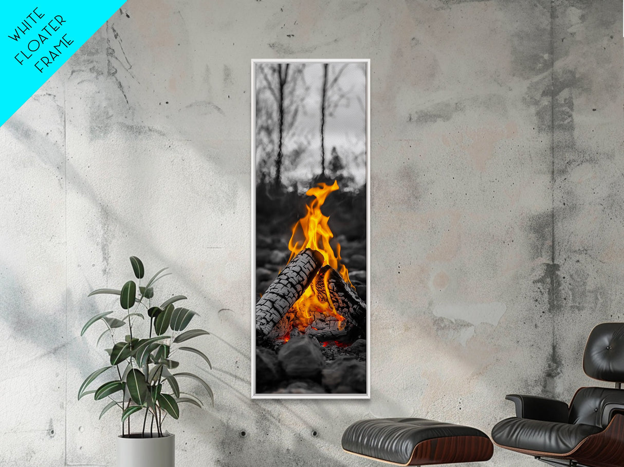 Ember Glow, Campfire Evening, Rustic Firelight, Canvas Print, Autumn Wall Art, Nature Photography, Minimalist Adventure Decor