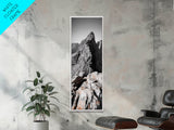 Rugged Mountain, Rocky Cliff, Adventure Landscape, Highland Scene, Nature Travel Art, Framed Canvas Print, Rustic Cabin Wall Decor