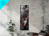 Red Lobster, Detailed Sea Art, Macro Crustacean, Dark Marine Art, Striking Coastal Piece, Framed Canvas Print, Moody Office Wall Decor