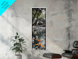 Koi Pond, Peaceful Water, Zen Garden Vibes, Orange Fish, Reflective Nature, Framed Canvas Print, Serene Bedroom Wall Art, Living Room Art