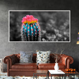 Neon Bloom Cactus, Rainbow Succulent, Desert Art, Canvas Print, Colorful Botanical Wall Art, Modern Living Room Decor, Bold Nature