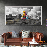 Painted Mountain Rocks, Colorful Nature Landscape, Bold Abstract Peaks, Framed Canvas Print, Living Room Wall Art, Modern Rustic Style