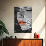 Water Reflection, Female Portrait, Surreal Woman, Canvas Print, Modern Glam Art, Moody Bathroom Decor, Feminine Art, Dreamy Aesthetic