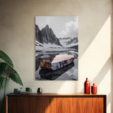 Glacial Rock, Abstract Ice Reflection, Surreal Landscape, Canvas Print, Nature Photography, Minimalist Winter Wall Art, Modern Decor
