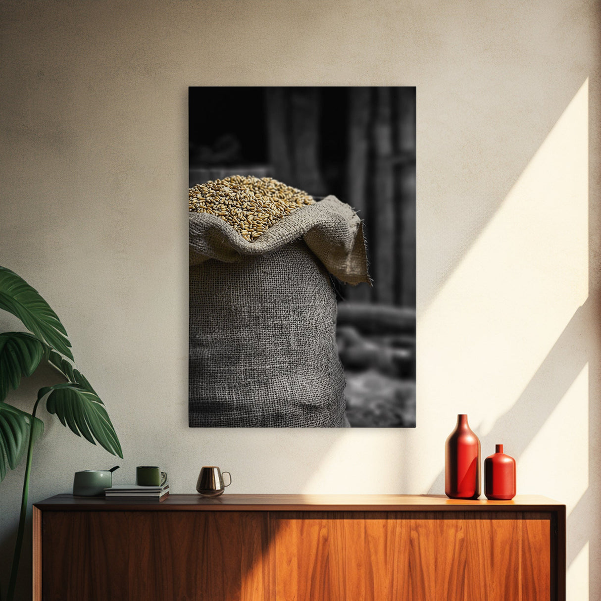 Golden Grain, Rustic Farmhouse, Harvest Decor, Canvas Print, Country Kitchen Wall Art, Autumn Home Accent, Neutral Tones, Rustic Style