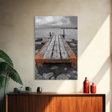 Rustic Dock, Seaside Escape, Coastal Pier, Nautical Wood, Canvas Print, Lake House Decor, Farmhouse Style, Living Room Wall Art