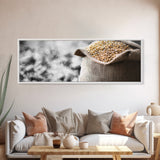 Sack of Grain, Rustic Harvest Scene, Farmhouse Kitchen Art, Framed Canvas Print, Country Style, Kitchen Wall Art, Rustic Decor