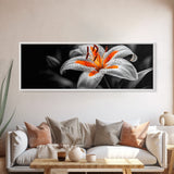 Lily Closeup, Vibrant Bloom, Floral Detail, Orange Petals, Framed Canvas Print, Kitchen Wall Art, Nature Inspired Art, Botanical Print