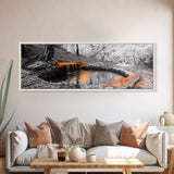 Forest Pool, Hidden Waterfall, Tranquil Woods, Canvas Print, calming rustic wall art, woodland decor, nature retreat artwork