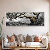 Twisted Oak, Mossy Branches, Forest Giant, Canvas Print, enchanted woodland art, fantasy living room decor, fairytale vibe
