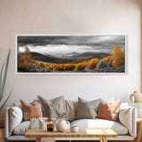 Fall Hills, Autumn Forest, Moody Landscape, Rolling Mountains, Framed Canvas Print, Cabin Wall Art, Nature Photography, Cozy Home Decor