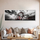 Ferris Wheel, Carnival Ride, Stormy Sky, Fairground Scene, Framed Canvas Print, Retro Wall Art, Teen Bedroom Decor, Industrial Urban Style