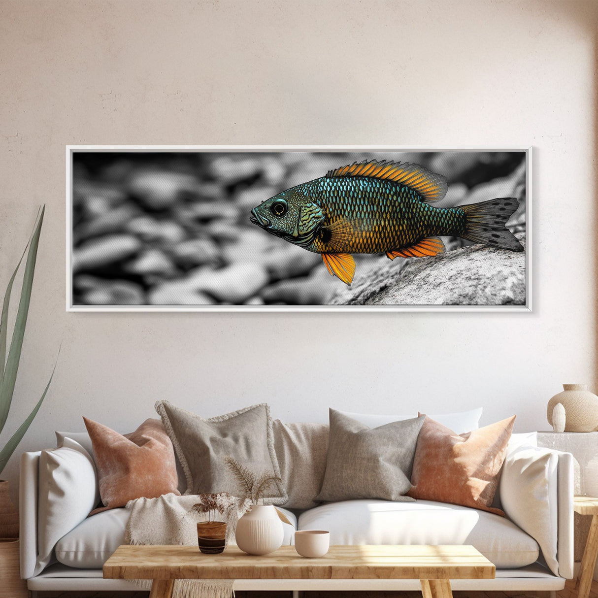 Colorful Fish Closeup, Underwater Art, Nature Photography, Canvas Print, Coastal Bathroom Decor, Vibrant Marine Life Wall Art