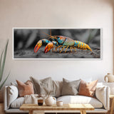Rainbow Lobster Macro, Exotic Crustacean Art, Vivid Ocean Creature, Framed Canvas Print, Kitchen Wall Art, Coastal Nature Decor