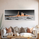 Desert Monolith Landscape, Orange Canyon Art, Southwest Nature Wall Decor, Framed Canvas Print, Rustic Home Art, Minimalist Earth Tones