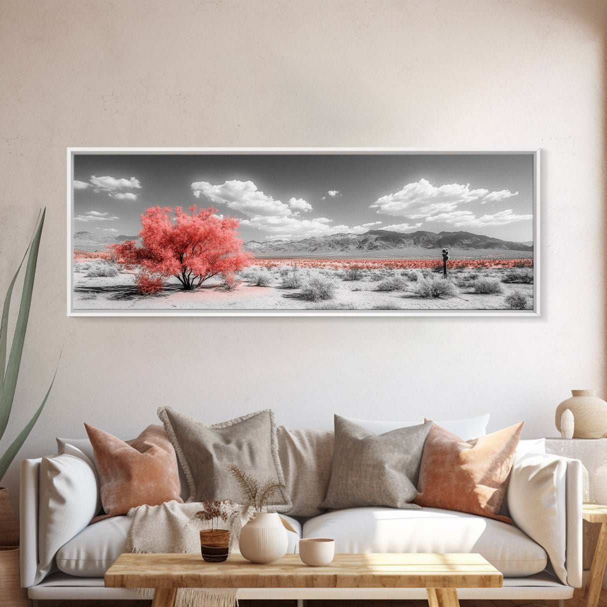Vibrant Pink Tree, Desert Botanical Landscape, Bold Nature Art, Framed Canvas Print, Modern Wall Decor, Southwest Bedroom Statement