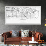 Anaheim Street Map, California Map, Map Print, Modern Art, Wall Art, Canvas Print, Room Décor Aesthetic, Indie Room Décor, Wall Prints