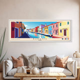 Burano, Italy Panoramic Print, Vacation Gift, Italy Wall Art, Beach Painting, Beach Decor, Beach Or Lakehouse Art