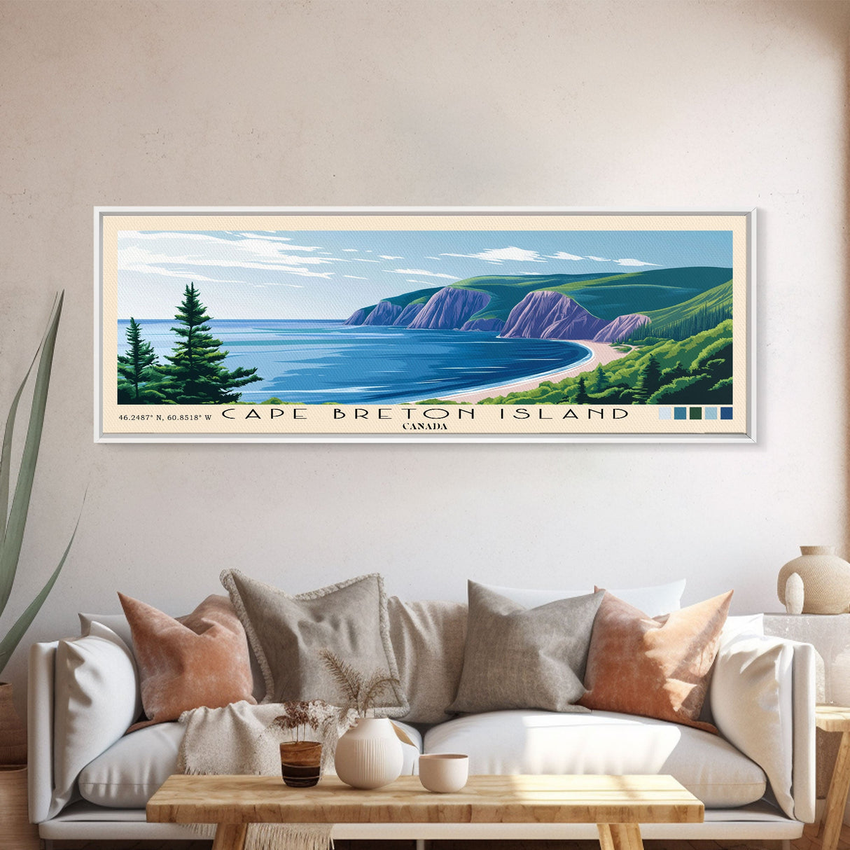 Cape Breton Island, Canada Panoramic Beach Print, Vacation Gift, Canada Wall Art, Framed Canvas Print, Framed Beach Painting