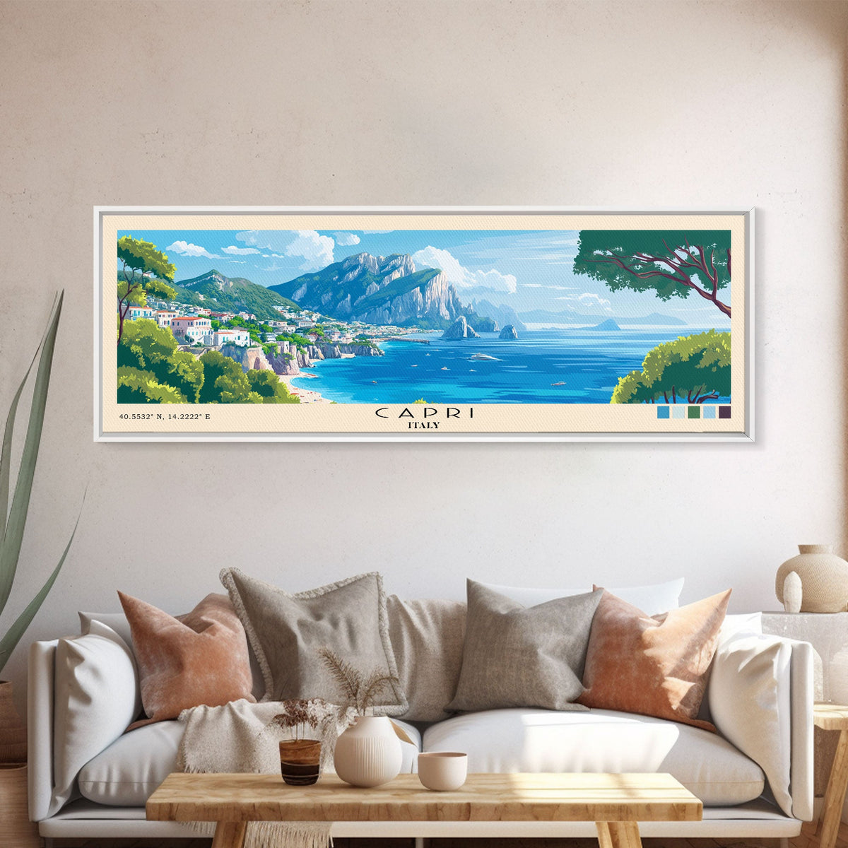 Capri, Italy Panoramic Print, Vacation Gift, Italy Wall Art, Vacation Wall Art, Vacatation Memories, Beach Decor, Beach Or Lakehouse Art