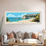 Chia Beach, Italy Panoramic Beach Print, Vacation Gift, Italy Wall Art, Framed Canvas Print, Framed Beach Painting