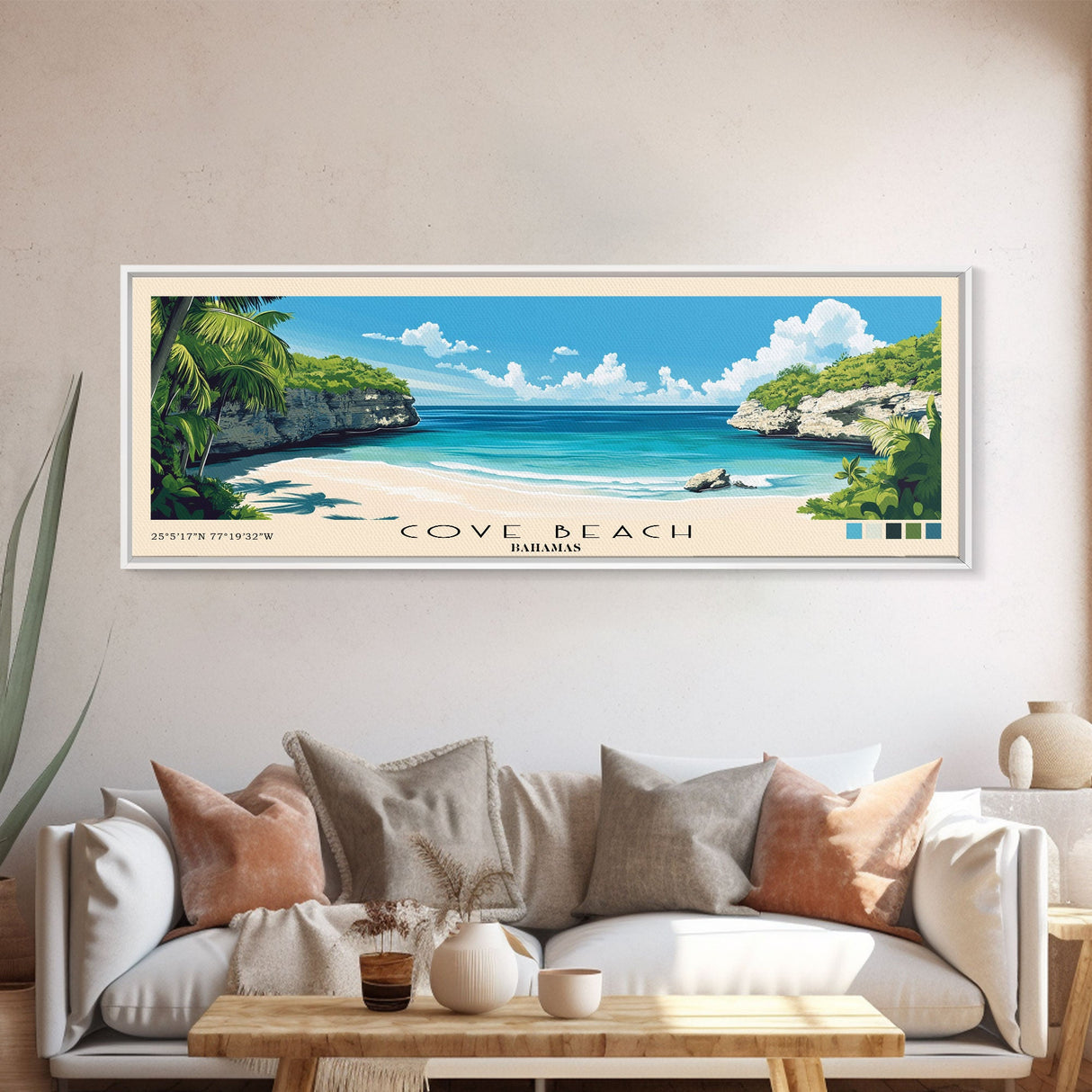Cove Beach, Bahamas Panoramic Print, Vacation Gift, Bahamas Wall Art, Vacation Wall Art, Vacatation Memories, Beach Decor, Beach Or Lakehouse Art