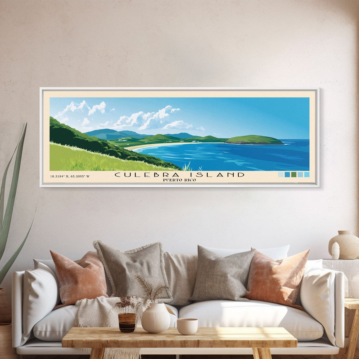 Culebra Island, Puerto Rico Panoramic Print, Vacation Gift, Puerto Rico Wall Art, Vacation Wall Art, Vacatation Memories, Beach Decor, Beach Or Lakehouse Art