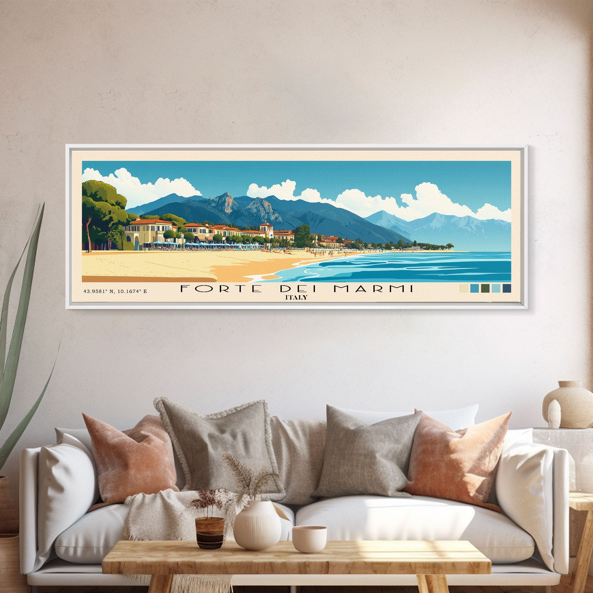 Forte dei Marmi, Italy Panoramic Beach Print, Vacation Gift, Italy