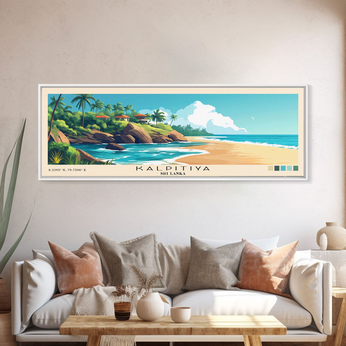 Kalpitiya, Sri Lanka Panoramic Print, Vacation Gift, Sri Lanka Wall Art, Beach Painting, Beach Decor, Beach Or Lakehouse Art
