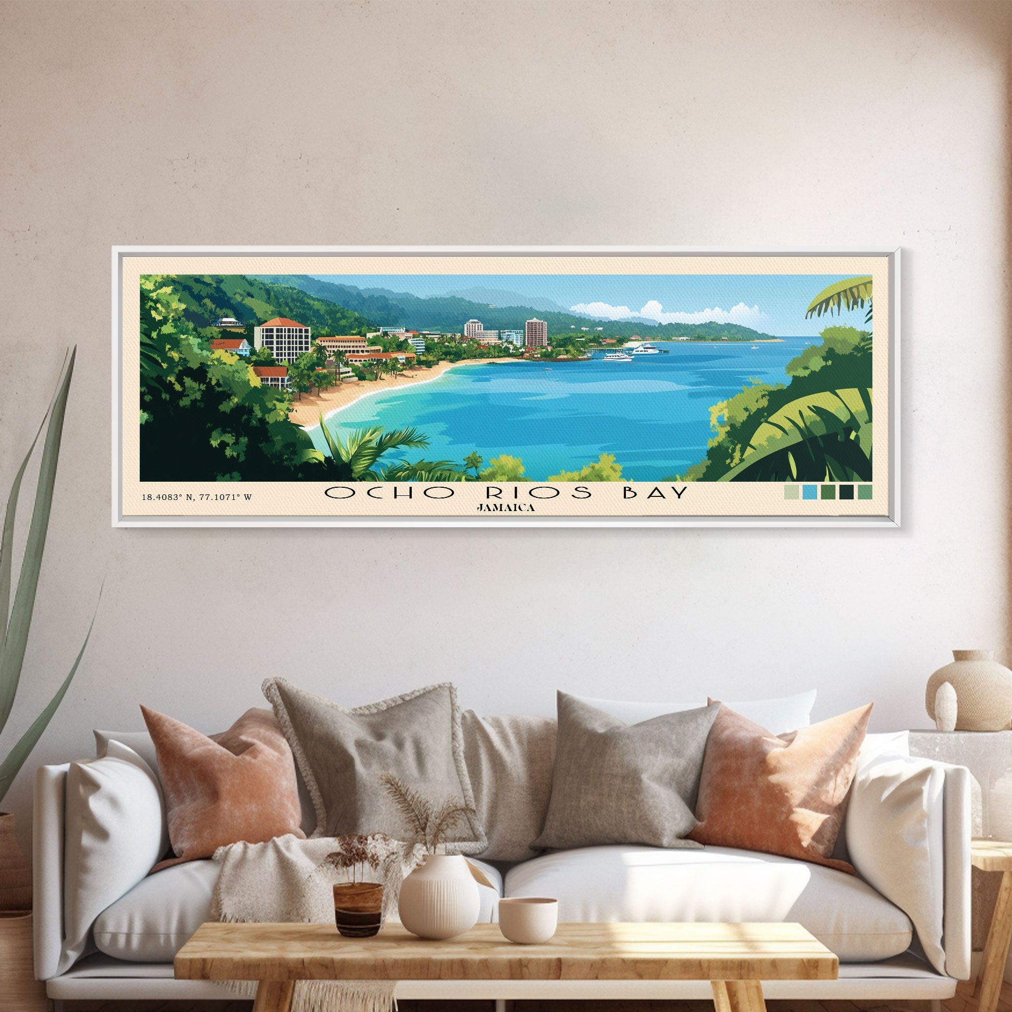 Ocho Rios Bay, Jamaica Panoramic Print, Vacation Gift, Jamaica