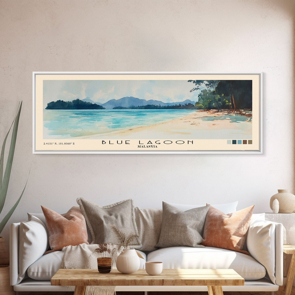 Blue Lagoon, Malasyia Watercolor Beach Print, Vacation Gift, Malasyia Wall Art, Beach Painting, Beach Decor, Beach Painting