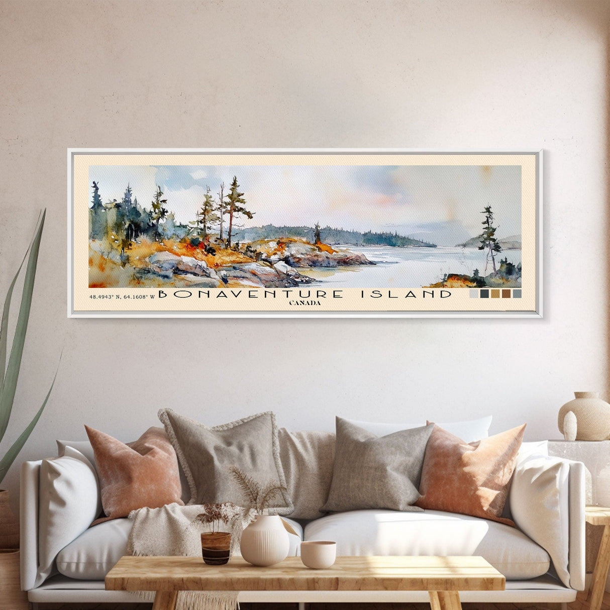 Bonaventure Island, Canada Watercolor Beach Print, Vacation Gift, Canada Wall Art, Beach Painting, Beach Decor, Beach Painting