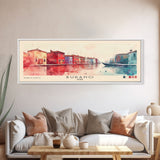 Burano, Italy Watercolor Print, Vacation Gift, Italy Wall Art, Beach Painting, Beach Decor, Large Wall Art, Wood Frame Art
