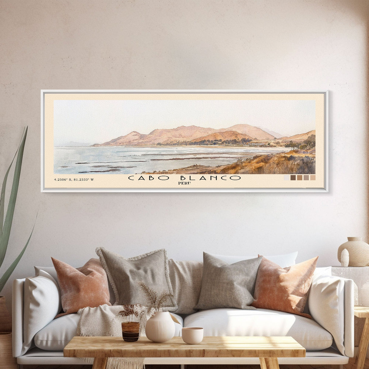 Cabo Blanco, Peru Watercolor Beach Print, Vacation Gift, Peru Wall Art, Beach Painting, Beach Decor, Beach Painting