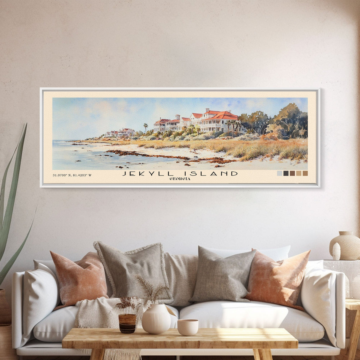 Jekyll Island, Georgia Watercolor Beach Print, Vacation Gift, Georgia Wall Art, Framed Canvas Print, Framed Beach Painting