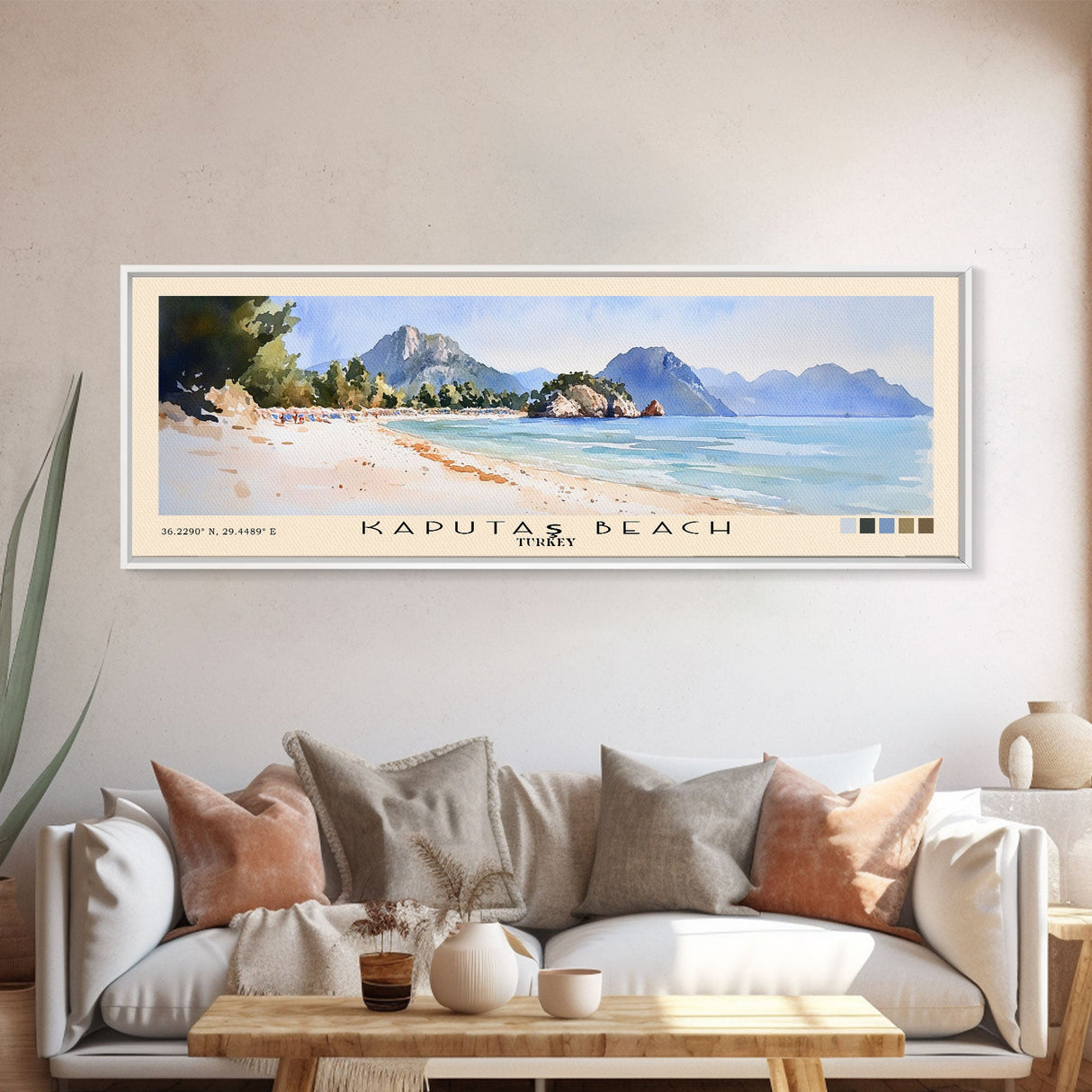 Kaputaş Beach, Turkey Watercolor Beach Print, Vacation Gift, Turkey Wall Art, Beach Painting, Beach Decor, Beach Painting