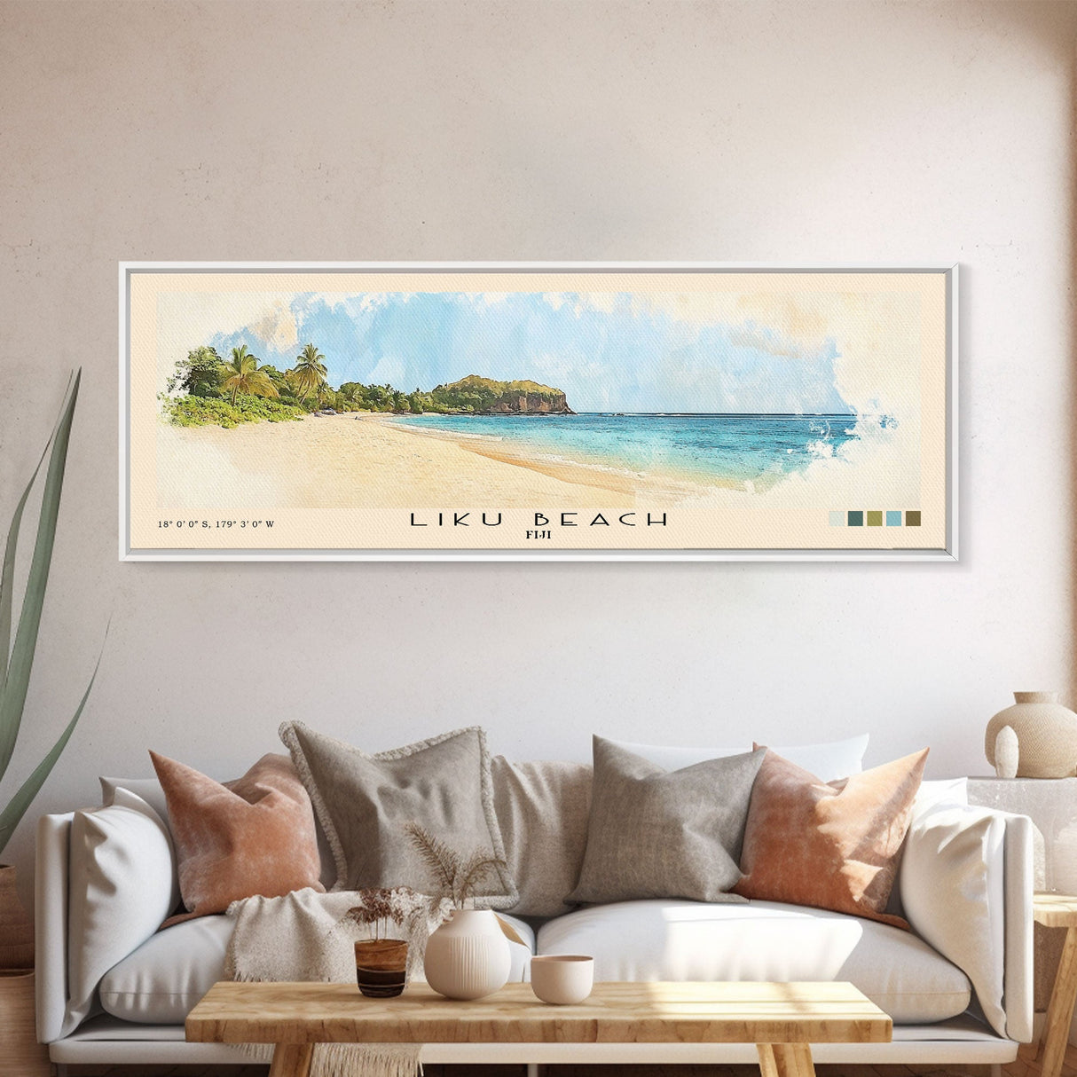 Liku Beach, Fiji Watercolor Print, Vacation Gift, Fiji Wall Art, Beach Painting, Beach Decor, Beach Or Lakehouse Art