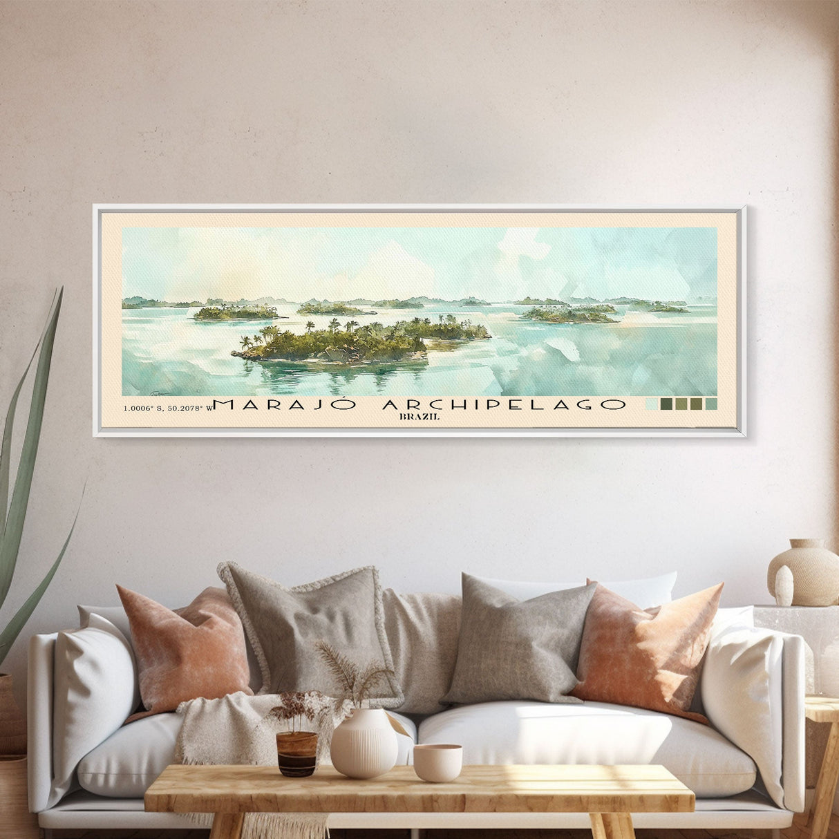 Marajó Archipelago, Brazil Watercolor Print, Vacation Gift, Brazil Wall Art, Beach Painting, Beach Decor, Large Wall Art, Wood Frame Art