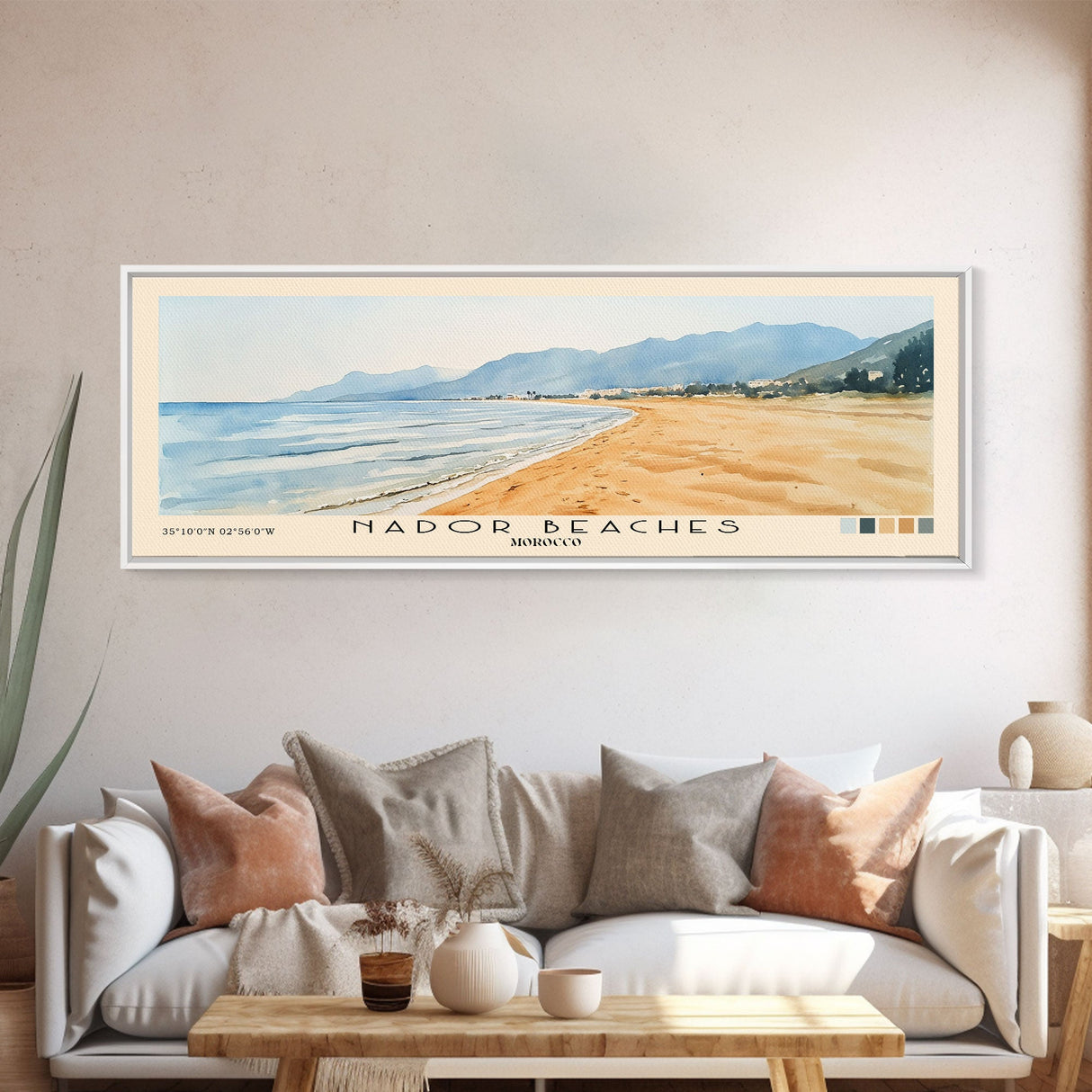 Nador Beaches, Morocco Watercolor Print, Vacation Gift, Morocco Wall Art, Beach Painting, Beach Decor, Beach Or Lakehouse Art