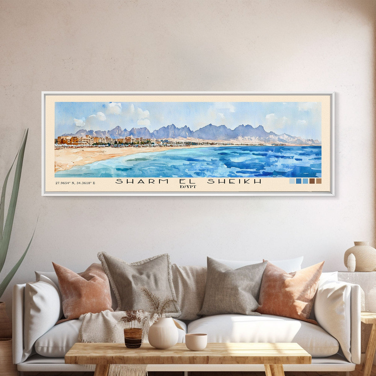 Sharm El Sheikh, Egypt Watercolor Beach Print, Vacation Gift, Egypt Wall Art, Beach Painting, Beach Decor, Beach Painting