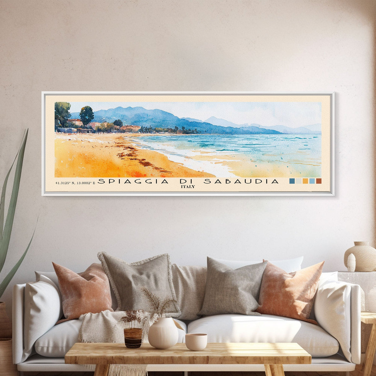 Spiaggia di Sabaudia, Italy Watercolor Beach Print, Vacation Gift, Italy Wall Art, Beach Painting, Beach Decor, Beach Painting