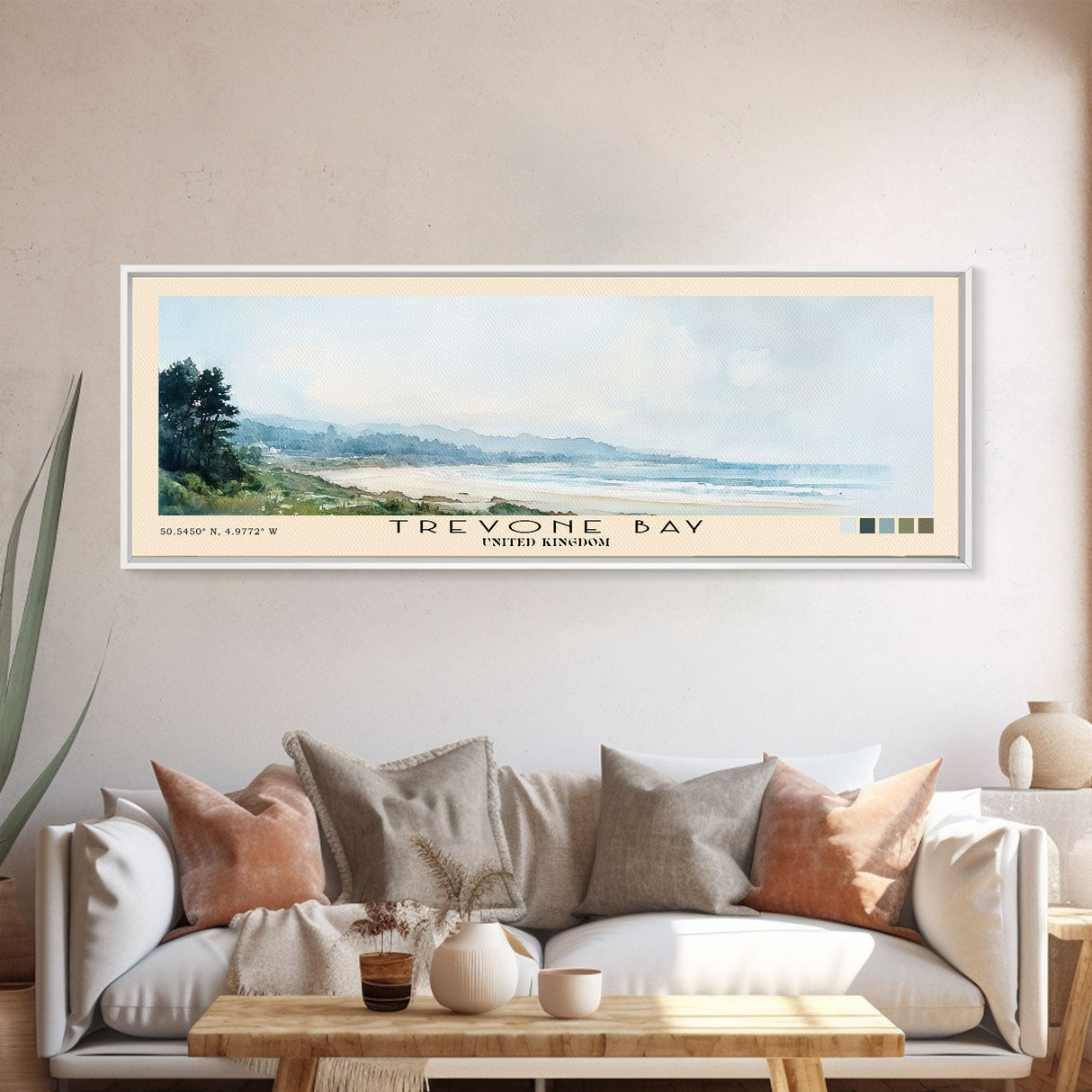 Trevone Bay, United Kingdom Watercolor Print, Vacation Gift, United Kingdom Wall Art, Beach Painting, Beach Decor, Beach Or Lakehouse Art