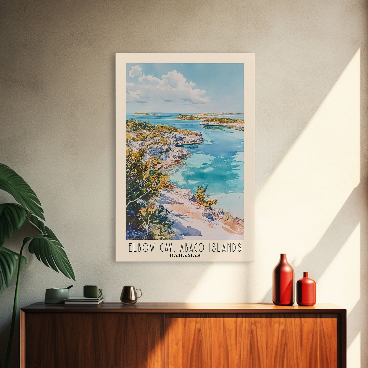 Elbow Cay, Abaco Islands, Bahamas Watercolor Beach Print, Vacation Gift, Bahamas Wall Art, Beach Painting, Beach Decor, Beach Painting